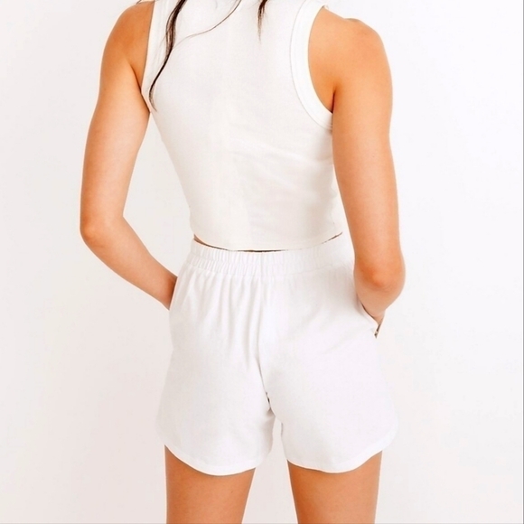 Madewell MWL embroidered tennis pull on seamed shorts white XL NWT - Picture 3 of 11